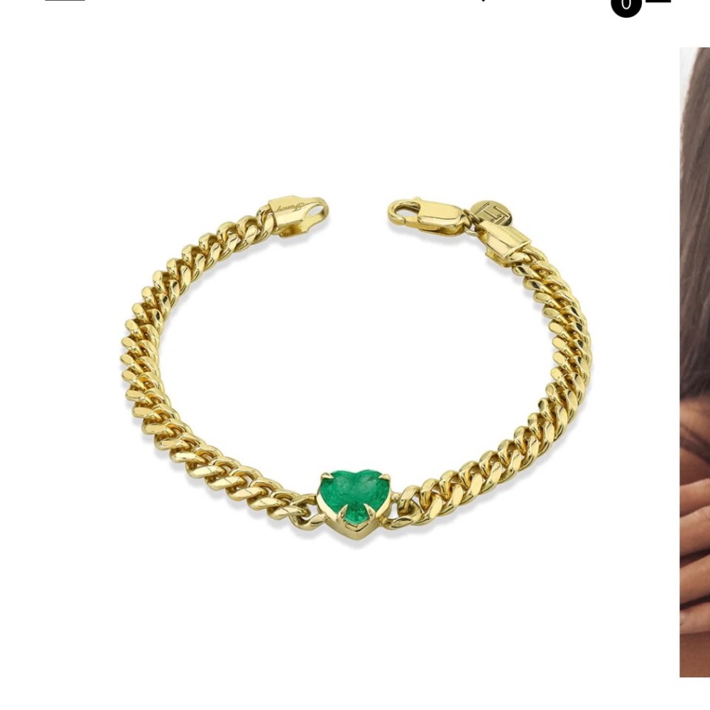 Logan Hollowell Queen Emerald Heart Cuban Bracelet